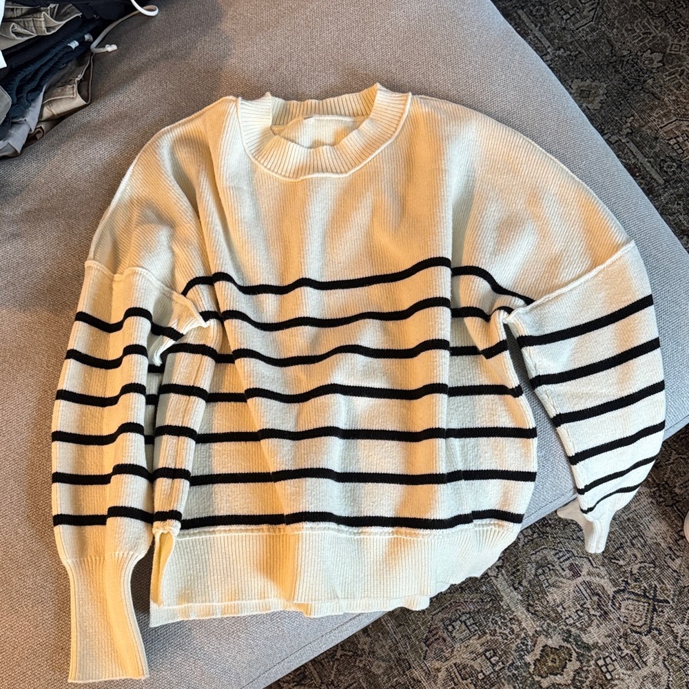 Striped Black and White Women's Amazon Sweater